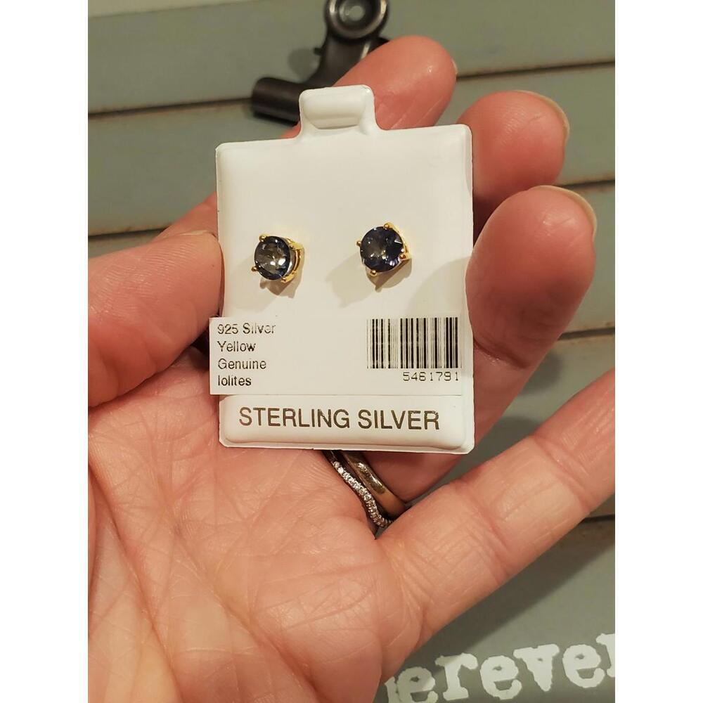 Gold over solid 925 silver lolite earrings
